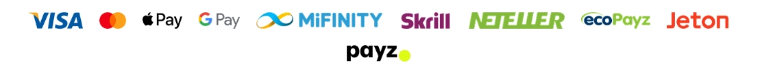SlotRoyals payment methods including Visa, Mastercard, Apple Pay, Google Pay, MiFINITY, Skrill and Neteller